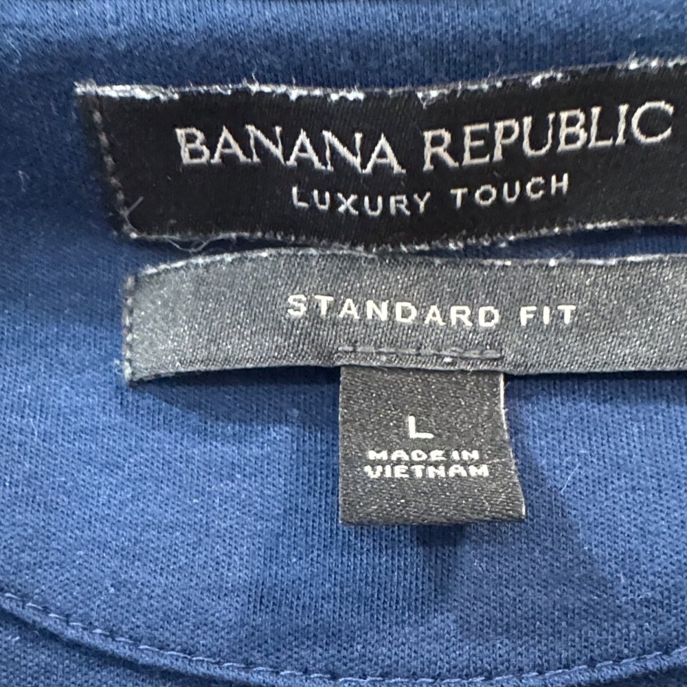 Banana Republic Luxury Touch Cotton Men’s Navy, White Grey Short Sleeve Size L - Picture 3 of 6